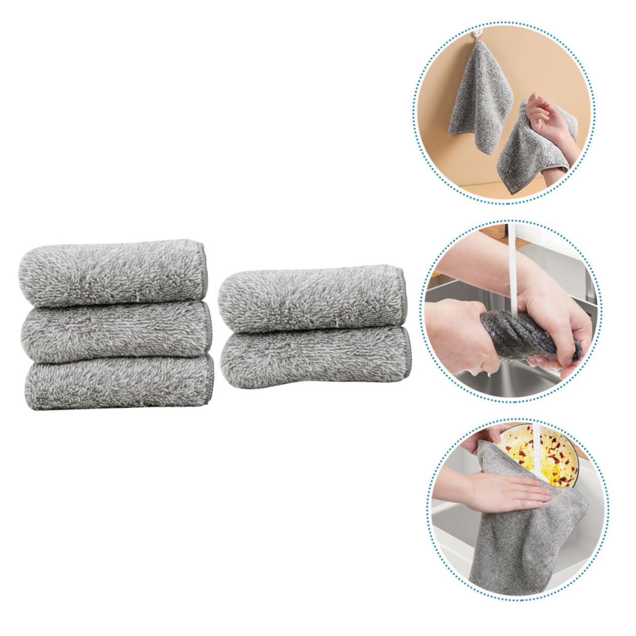 Paquete De Paños De Limpieza Absorbentes De Doble Cara Toallas De Cocina De Microfibra Gruesa para Limpieza Y Duradera 5 Piezas X 5