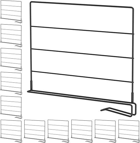 Sunexinlo Divisores de estantes, 12 piezas de estantes de alambre negro, organizadores de armario de madera y almacenamiento para dormitorio