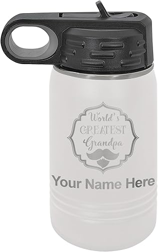 Miniatura 14 de LaserGram Botella de agua con tapa abatible de doble pared de 32 onzas con pajilla, grabado personalizado incluido (negro) Negro -,verde (camo