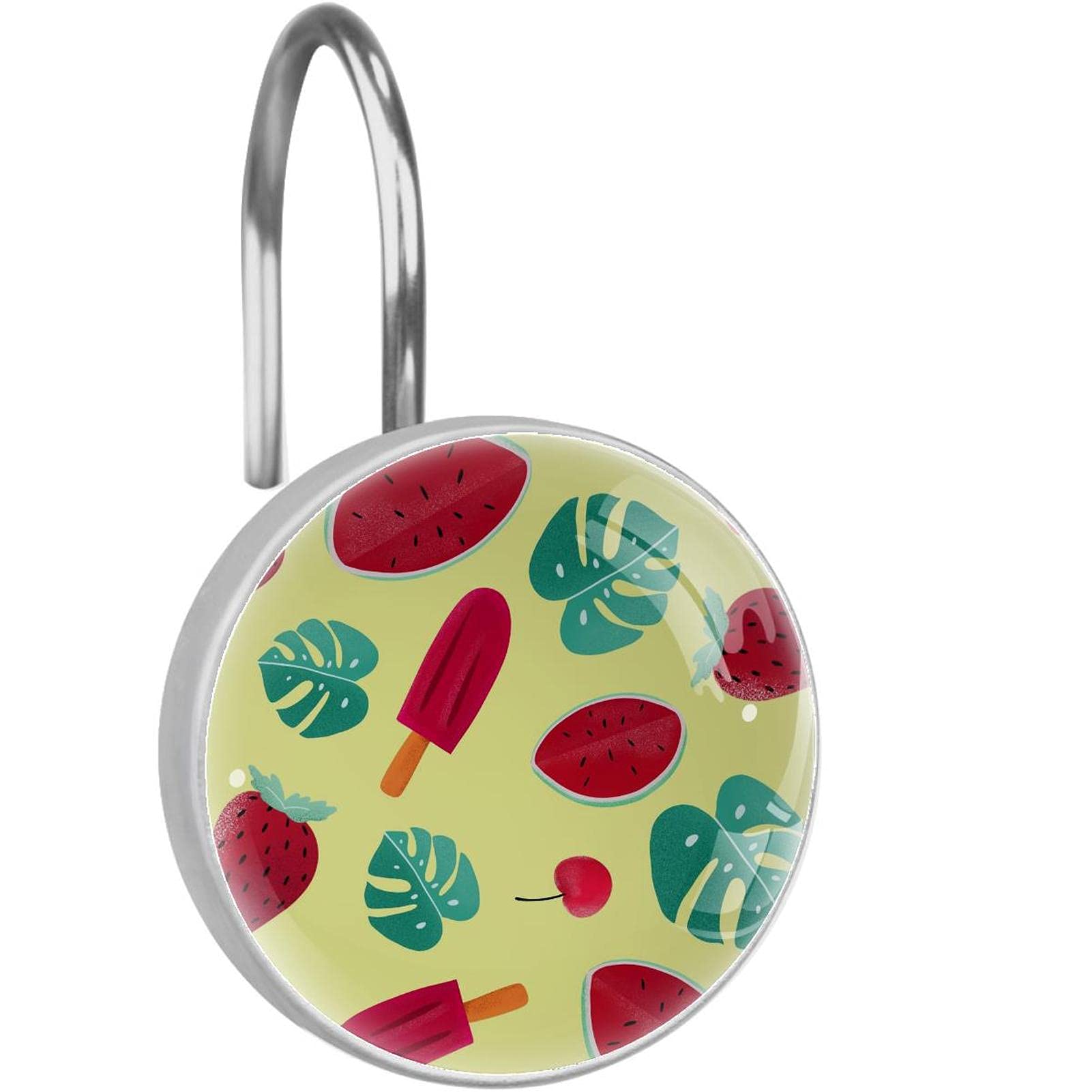 Crochets pour rideau de douche acier inoxydable accessoires salle de bain motifs fraise cerise