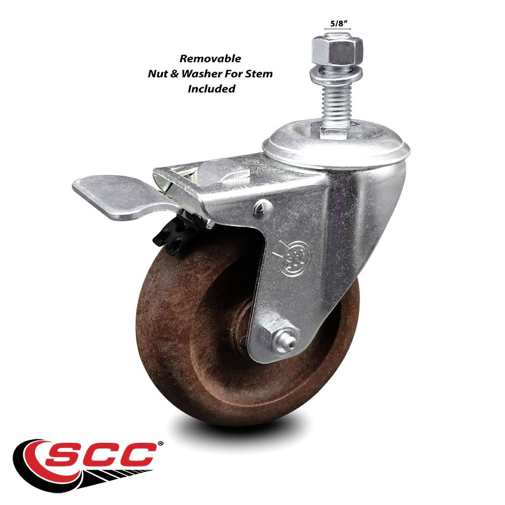 Service Caster Brand Replacement for Colson Caster 2.04254.52 HT MTG13 BRK5 - High Temp Glass Filled Nylon Swivel Threaded Stem Caster with 4