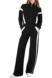 Lounge Sets for Women 2025 Sweatsuit 2 Piece Outfits Sweatshirt Wide Leg Sweatpant Tracksuit Matching Set