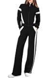 Lounge Sets for Women 2025 Sweatsuit 2 Piece Outfits Sweatshirt Wide Leg Sweatpant Tracksuit Matching Set