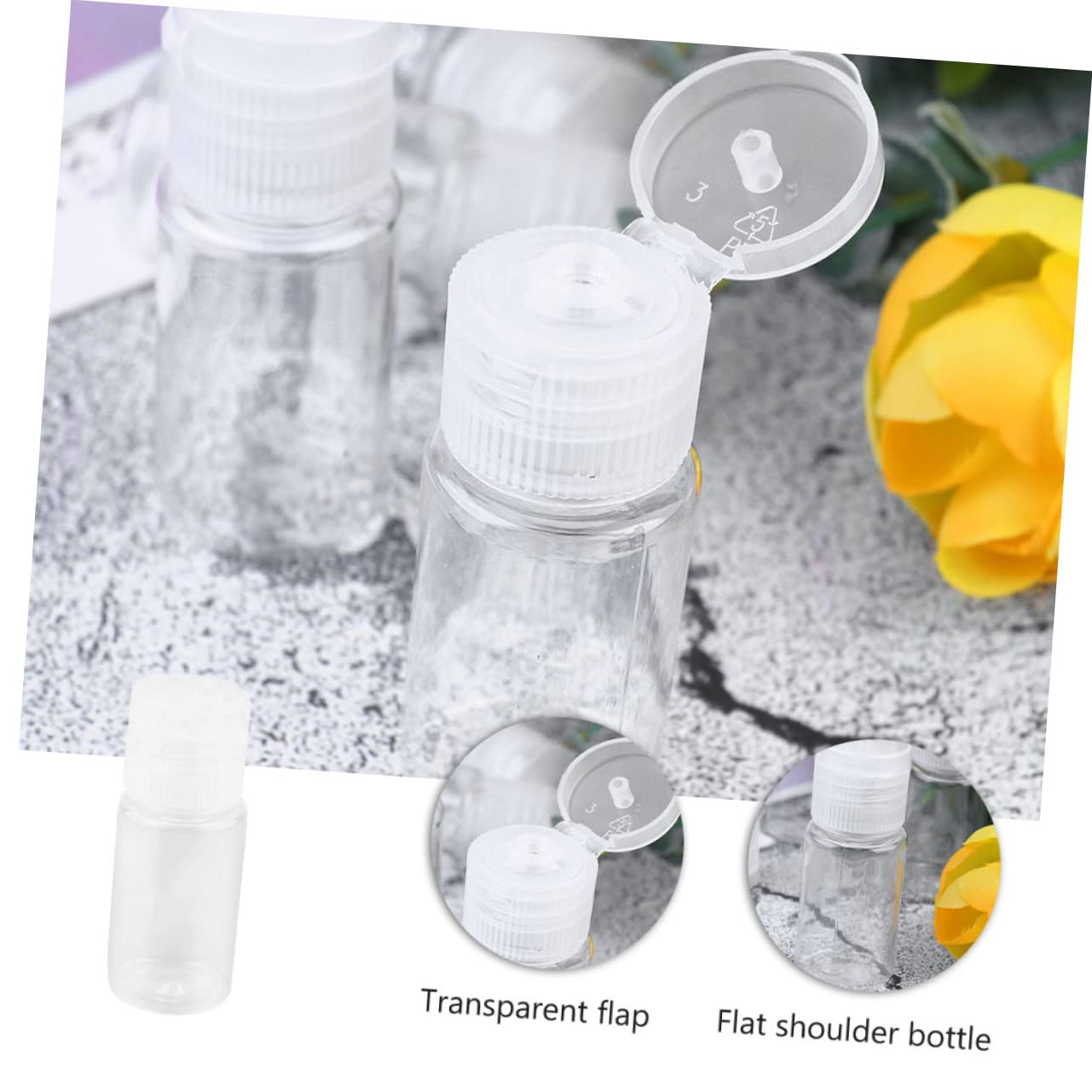 72piezas Botellas De Viaje para Loción Tapa Abatible Envases De Transparentes para Maquillaje y Cosméticos Dispensadores Reutilizables