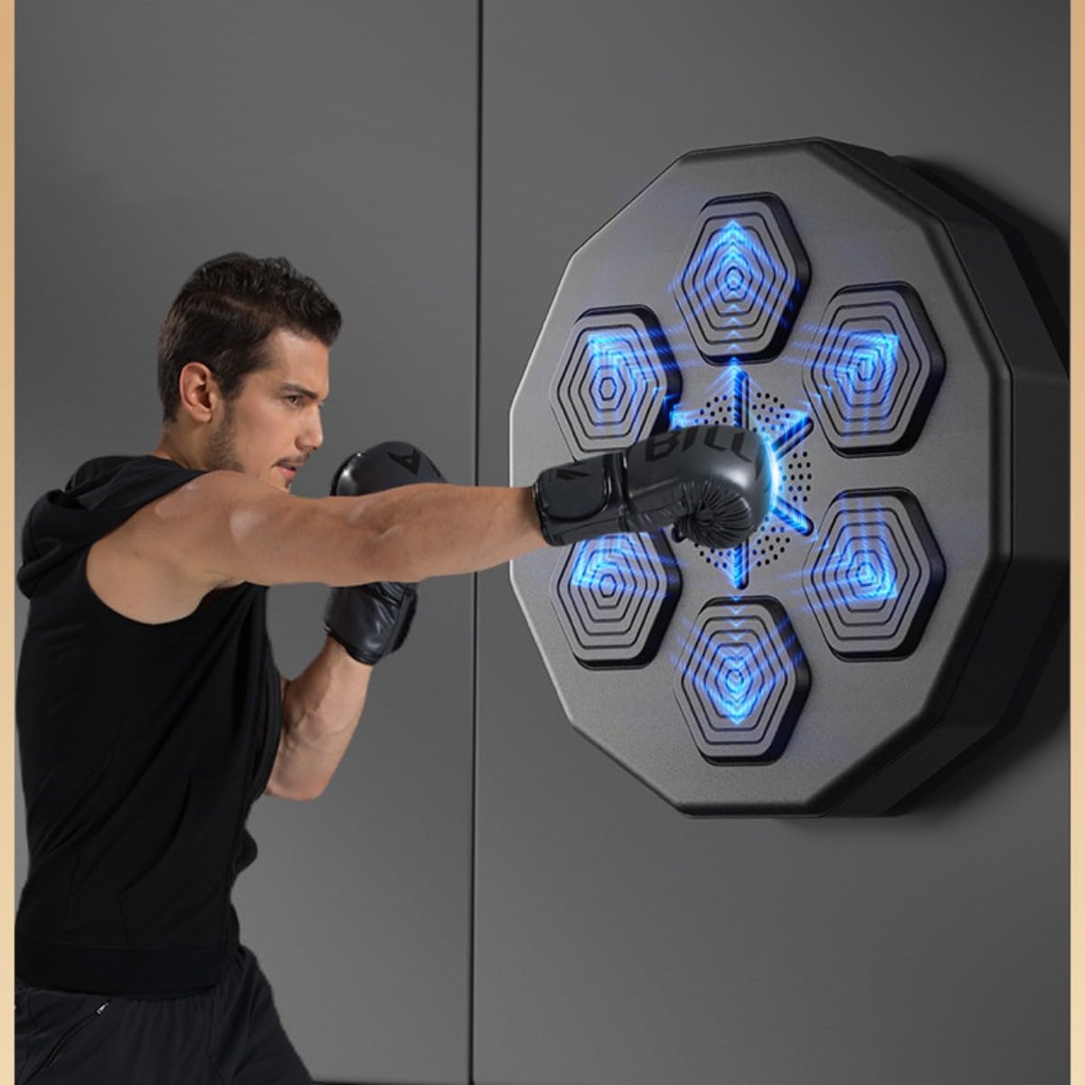 Macchina da boxe musicale, da parete, con LED elettronica, attrezzatura per allenamento di boxe intelligente, ricarica USB, per adulti e allenamento di boxe, attrezzatura portatile per la boxe