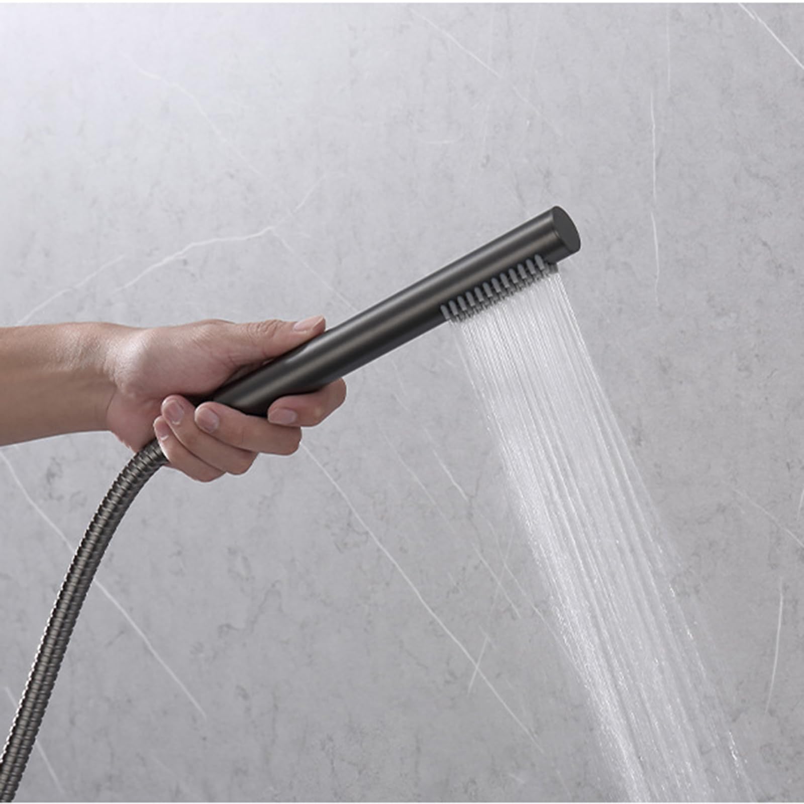 XJTNLB Grifo Bañera Gris Mezclador Ducha Doble Mando con Inversor Grifos Duchas de Baño on Ducha Extraíble