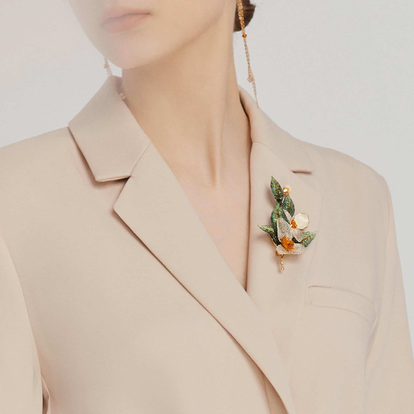 SHE'S FREE STYLE JUST FOR YOU [Van Gogh] Original handgefertigte Rose Brosche Damen, Blumen Brosche Vintage mit Stickerei & 14K Vergoldung – Elegante Broschen & Anstecknadeln für Damen