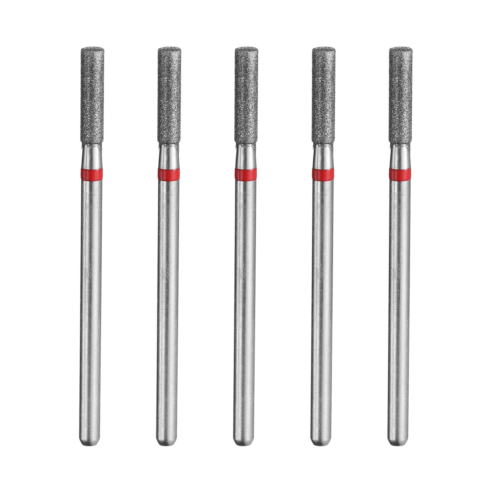 sourcing map 5pcs 200-230 Grits Diamond Grinding Bit 2.5mm Cylinder Head 2.35mm Shank 10mm Length Stone Sanding Drill Bits Rotary Tool for Ceramic Glass Nails Grinding Polishing