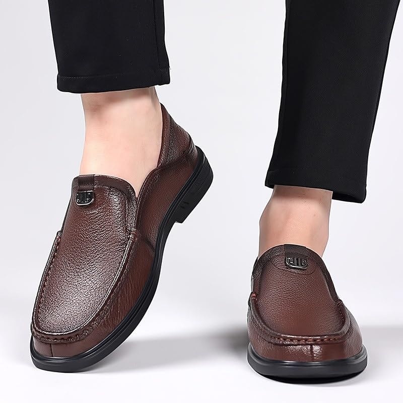 Men's Slip On Shoes Shoes Casual Leather Shoes Soft Sole Loafers Men Versatile Round Shoes Wear-Resistant3