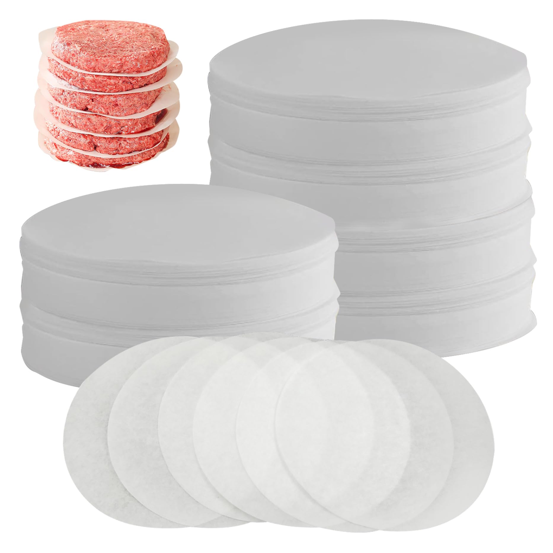 Patty Paper 500pcs Hamburger Round Patty Papier, papier Patty Round Burger de 5,1 pouces, feuilles de papier cire sans bâton Papier parchemin pour nourriture, four, congélateur micro-ondes sûr Hambur