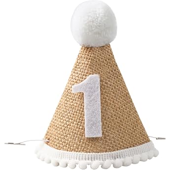 Krone Geburtstag 1 Geburtstag Junge Hut zum 1. Geburtstags Leinen Kegelhut f r Kleinkinder Erster Geburtstags Kegelhut mit Pom Topper Kindergeburtstagsfeier Dekoration