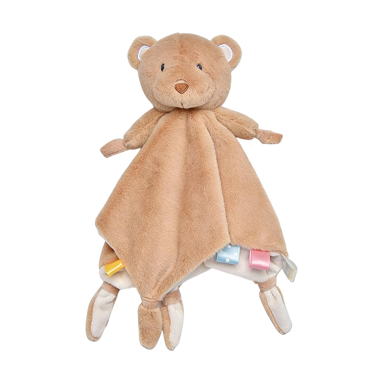 CRFFZ Infant Soothing Plush Blanket Featuring Animal Pattern Doll with Colorful Ribbons for Sleep and Sensory Development Sensory Ribbon