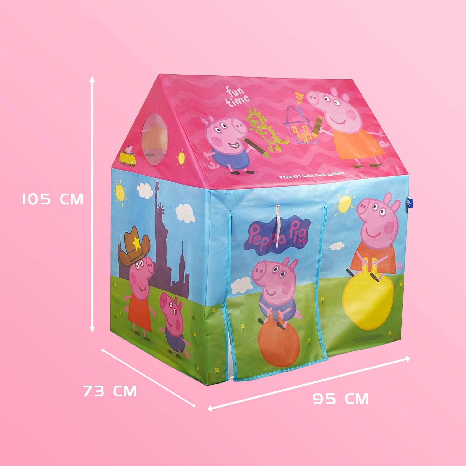 Amazon Brand Jam & Honey Kids Play Tent House, Peppa Theme, BIS Safe for Kids, Foldable Portable Indoor Outdoor Playhouse Tent for Girls Boys Age 2+ Years, Easy Assembly 4