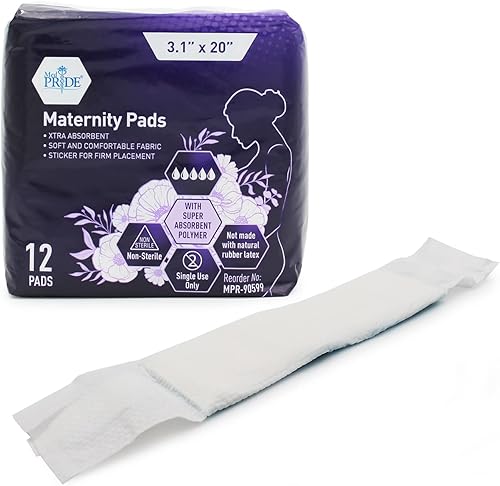 MED PRIDE Almohadillas de maternidad posparto 12 almohadillas almohadillas extraabsorbentes para después del nacimiento con adhesivo duradero
