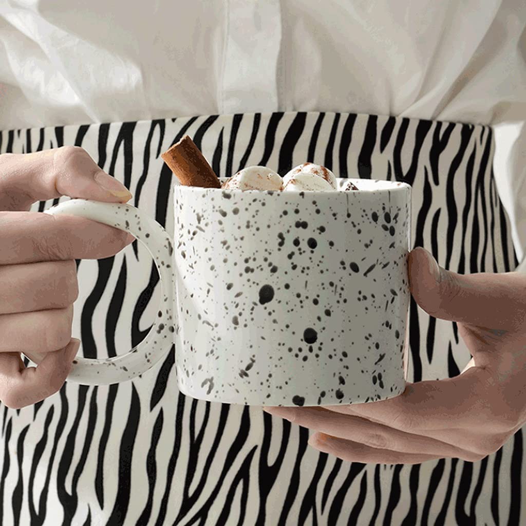 Taza de Café de Té Taza De Café Creativa Con Mango Redondo, Taza De Cerámica Con Tinta De Salpicaduras De 320ML, Taza De Café for Microondas/taza De Desayuno/taza De Bebida para té de la tarde(B)