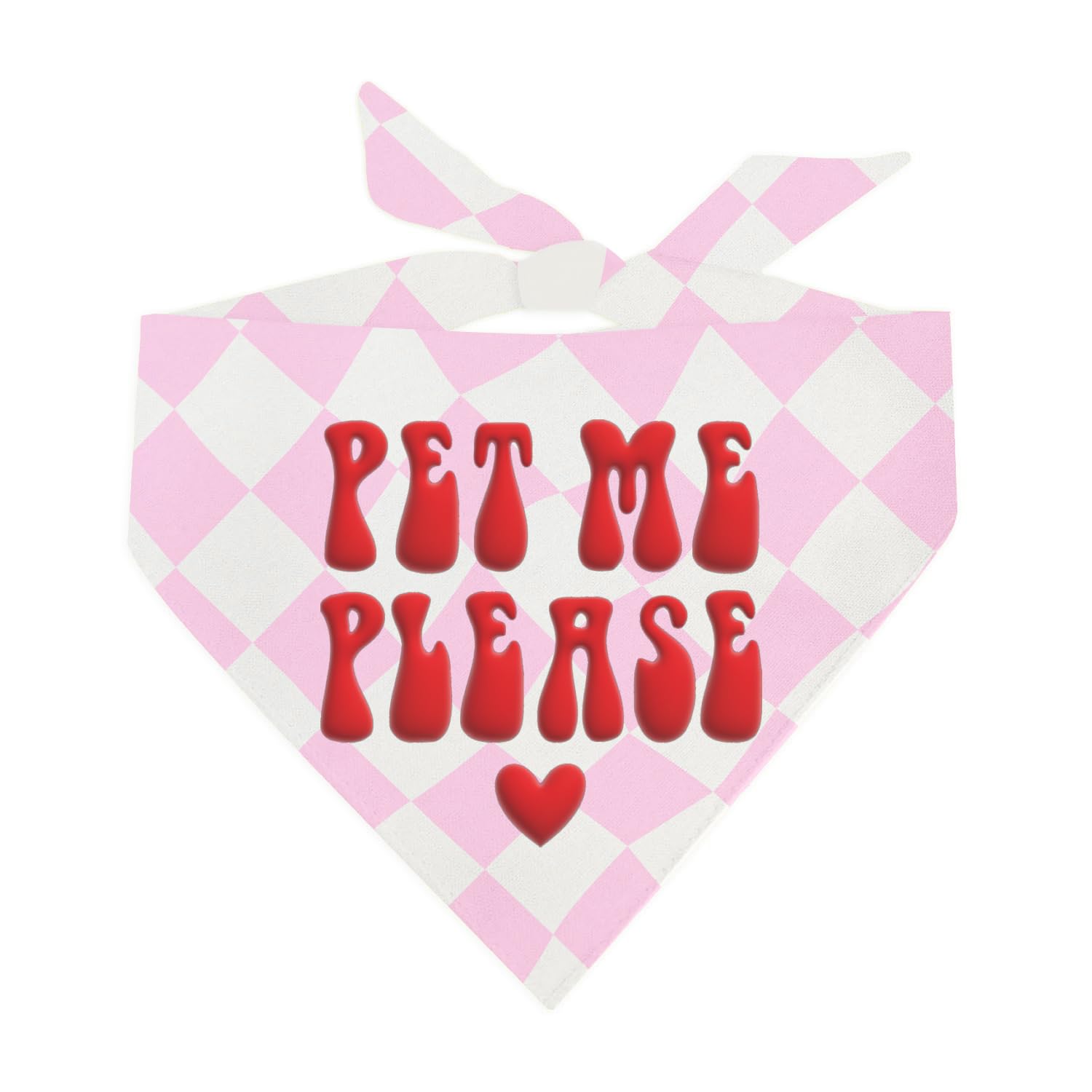 Pet Me Please Puff Printed Dog Bandana(Pink Checkered, OS Puff3)