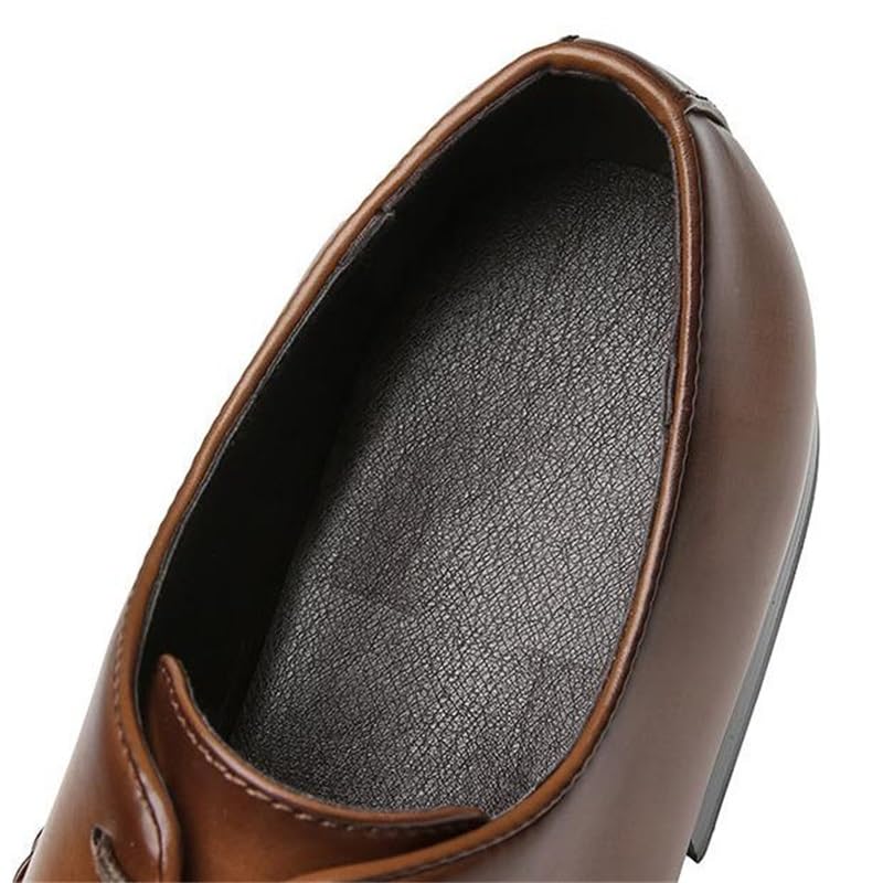 Men's Breathable Pointed Toe Wing Pointed Brock Oxford Shoes Vintage British Office Shoes Gentleman Derby Shoes Black Brown4