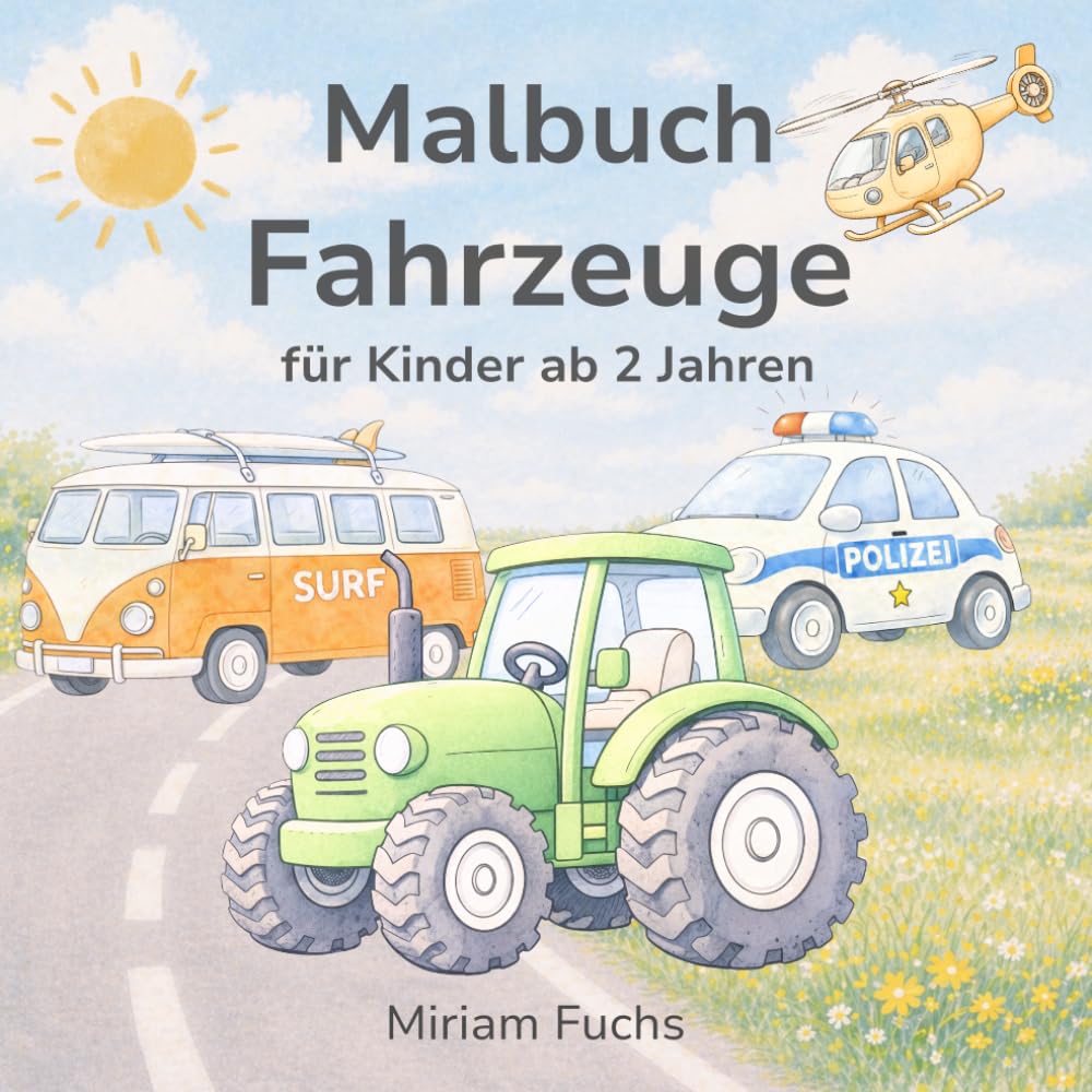 Malbuch Fahrzeuge: Für kleine Fahrzeugfans, die gerne ausmalen (Malbücher für kleine Künstler)