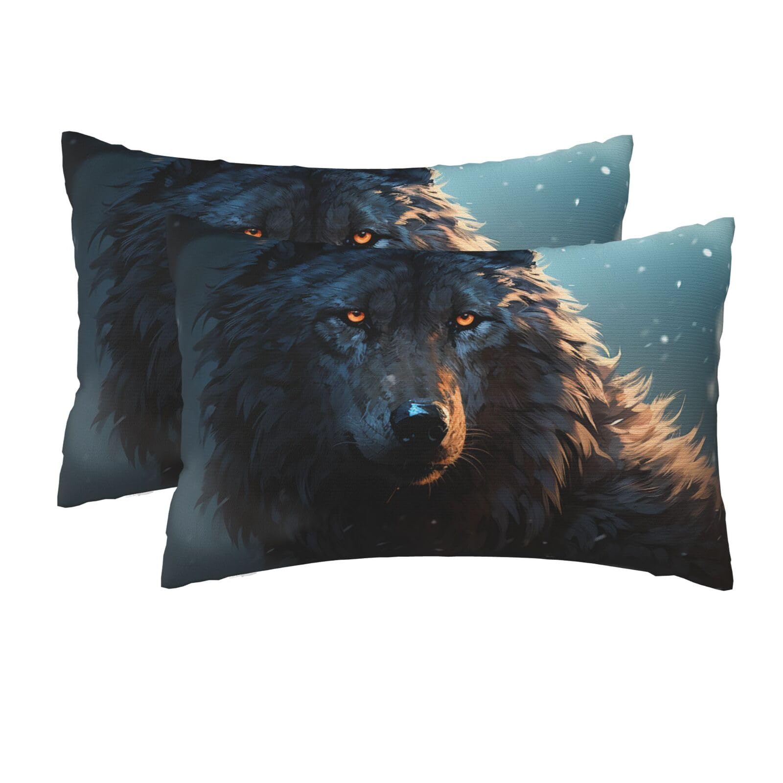 2 Pack Queen Size Pillow Cases for Hair and Skin Soft Breathable Pillow Case Covers with Hidden Zipper Fantasy Wolf Pillowcase 20x30 Inches Pillow Cover for Sleeping Gift