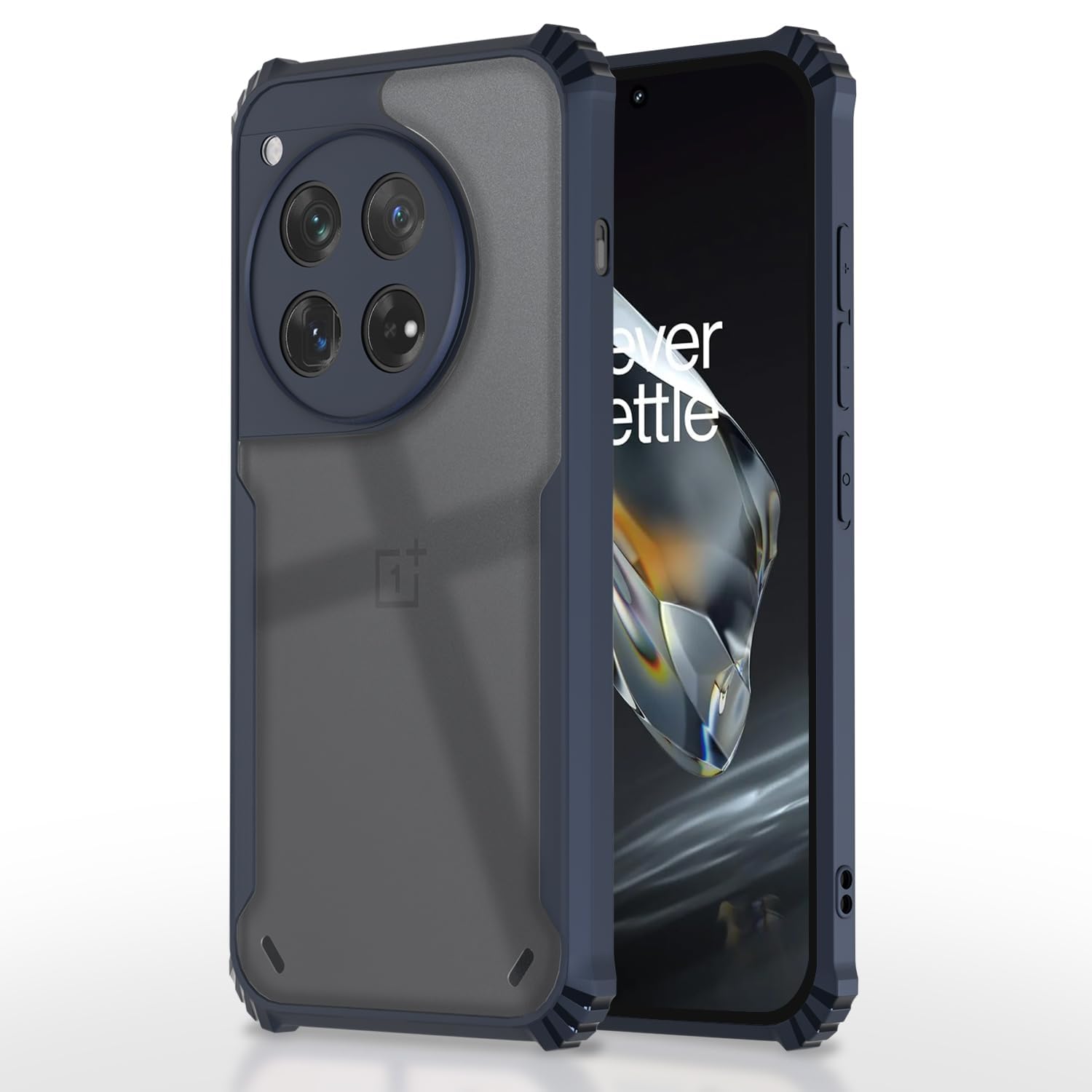 Zubitech Case for OnePlus 12 Clear Hard PC Back Cover Case with Shockproof Premium TPU Black Border 360 Degree Impact Resistant Camera lens Protection Transparent Cover For OnePlus 12 (Blue)