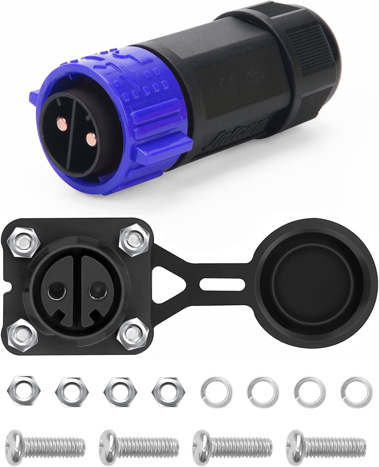 Trolling Motor Plug Receptacle Set, AngleKai IP67 Waterproof Marine Plug for