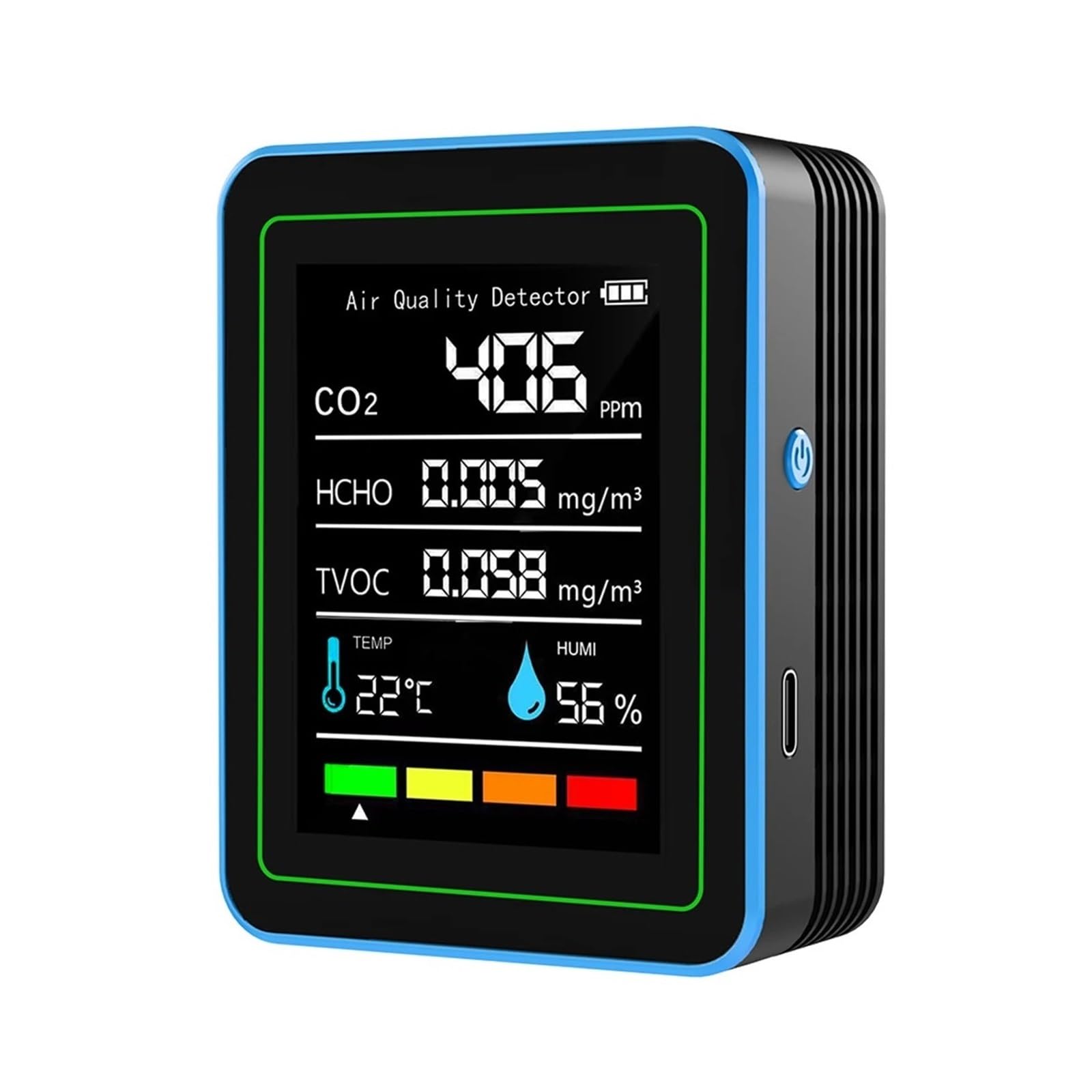 Air Quality Monitor, 5-in-1 Air Quality Monitor Formaldehyde Monitor Carbon Dioxide Detector(Nero)
