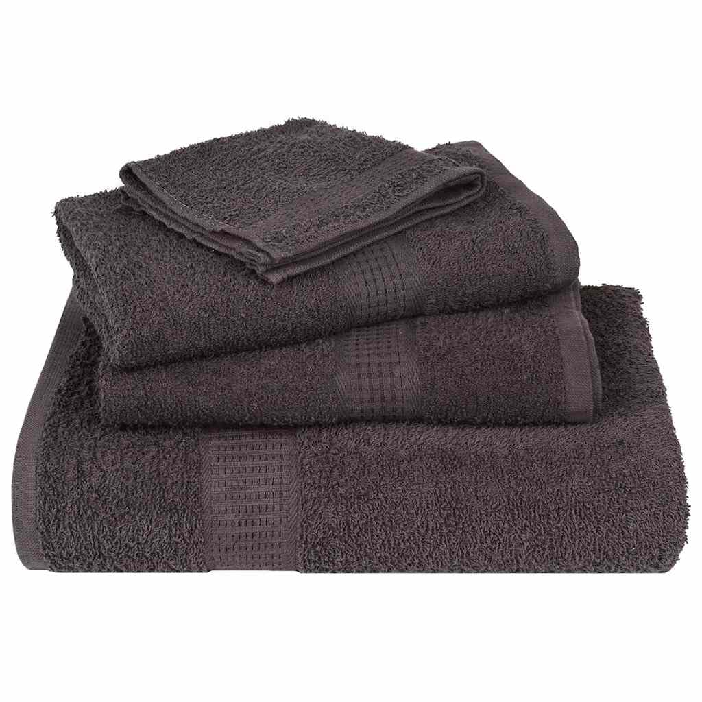 Set di 6 asciugamani Frogn antracite, 4 asciugamani 50 x 100 cm, 2 teli doccia 70 x 140 cm, 100% cotone, assorbenti, Öko-Tex Standard 100