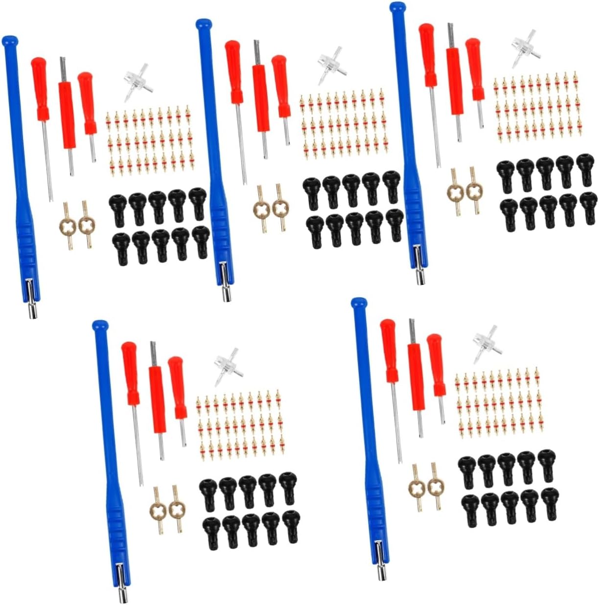 SOLUSTRE 5sets Tire Valve Core Remover Tool Kit Tire Valve Stem Installer for Cars Trucks and Motorcycles