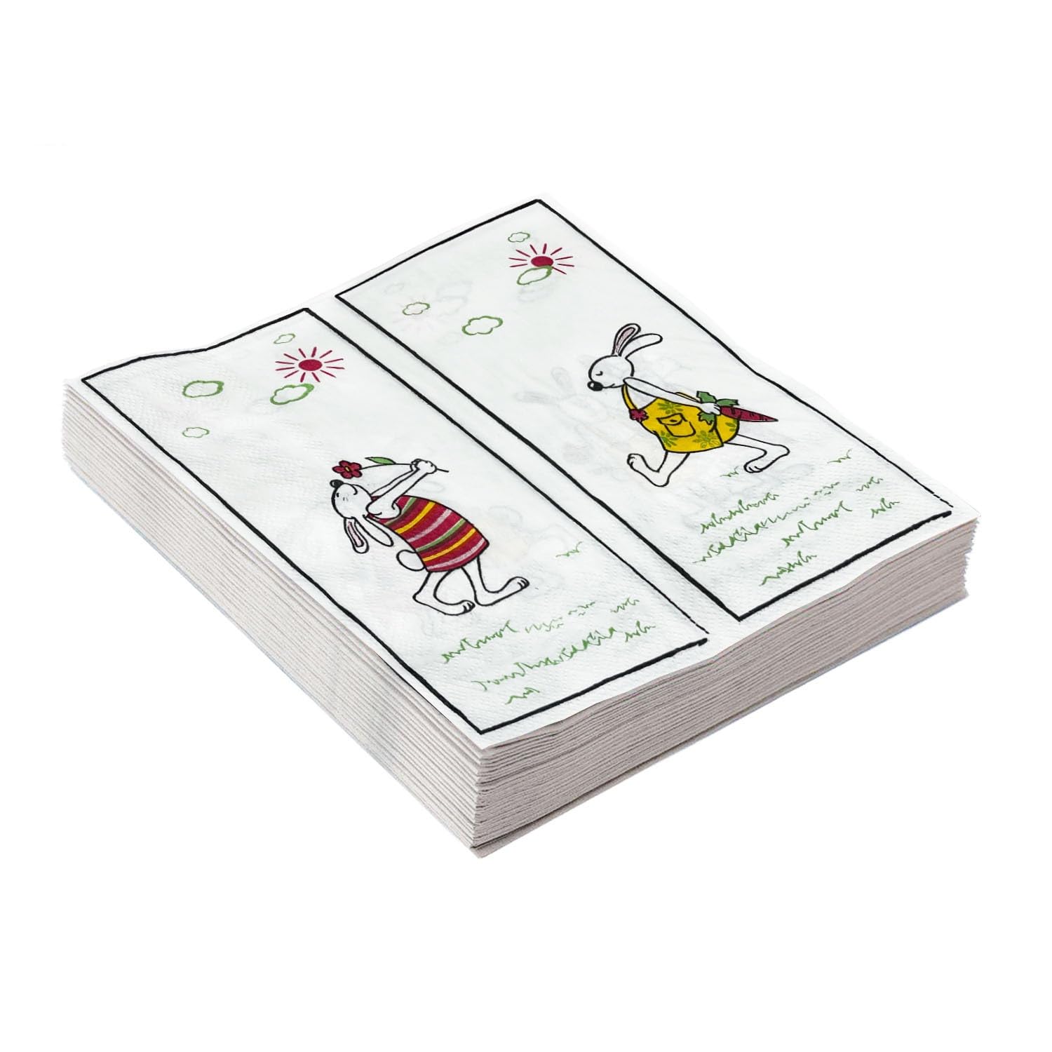 Servilletas Papel Conejo Rojo Amarillo Desechables Servilletas Decoupage Cocktail Cumpleaños 2 Capas Toilet Papel Higienico Decoración de Mesa para Bodas,Fiesta en el Jardín 30 Paquetes(33x33cm）