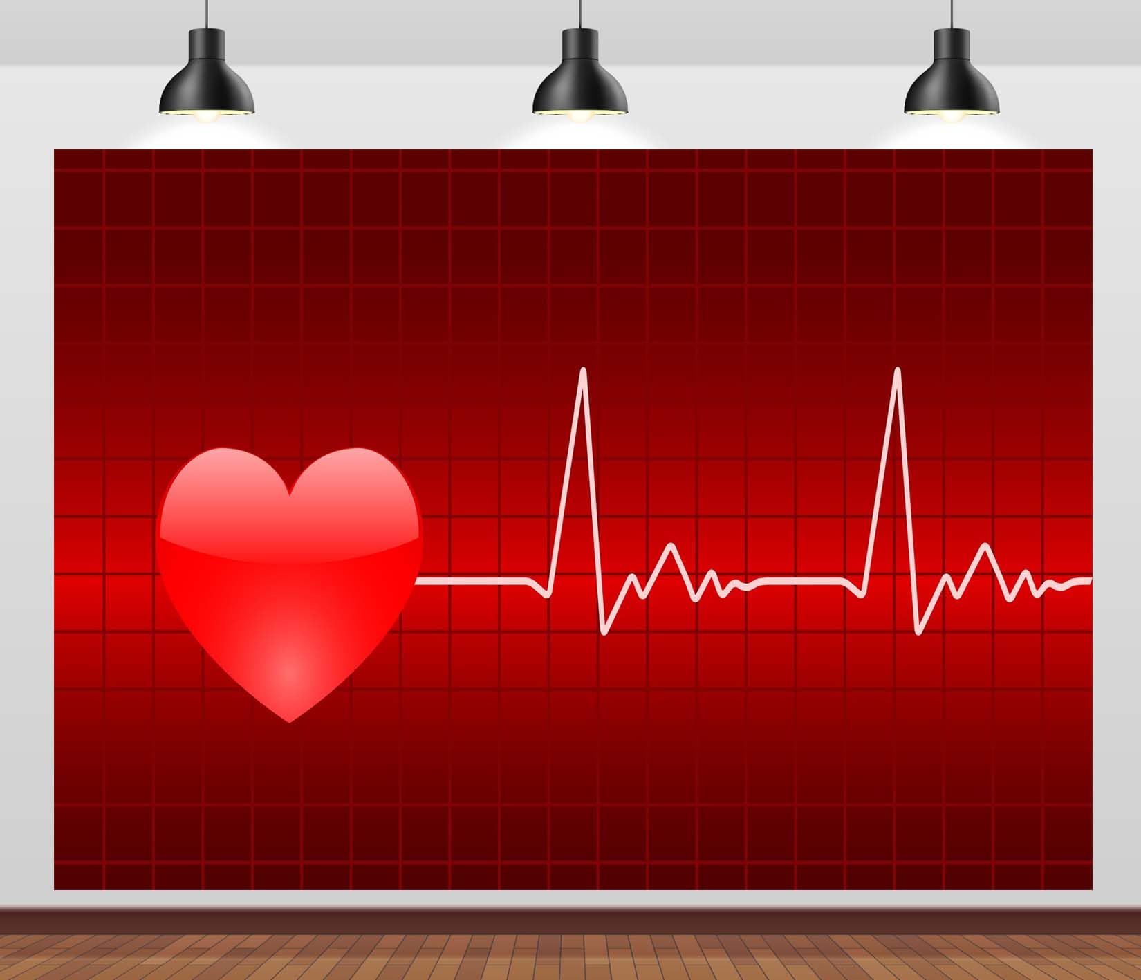 Loccor 9x6ft Fabric Heartbeat Curve Backdrop Red Heart Chart Heartbeat Line Photography Background Medical Theme Backdrops Valentine's Party