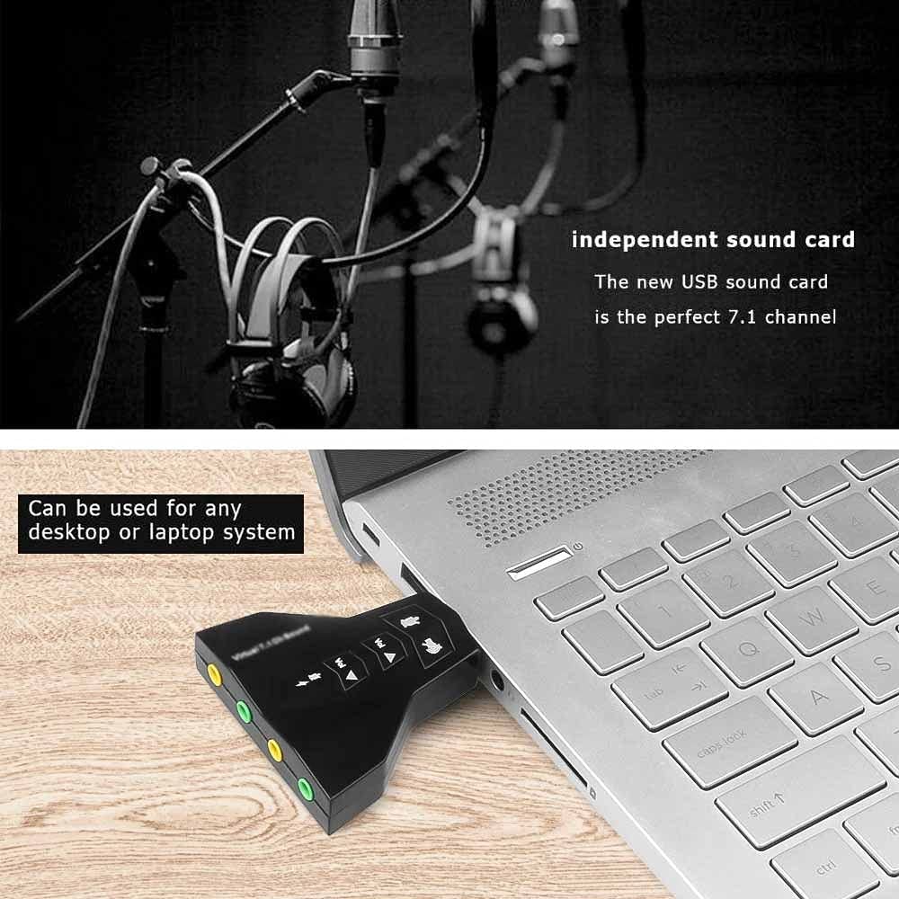 Adaptateur de Carte Son Externe USB 3D virtuel 7.1 pour Ordinateur Portable et PC