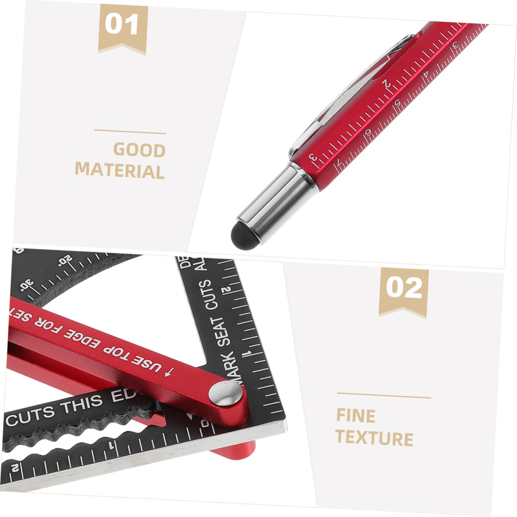 Équerre de Charpentier Réglable en Alliage D'aluminium, Lot de 2, Rouge