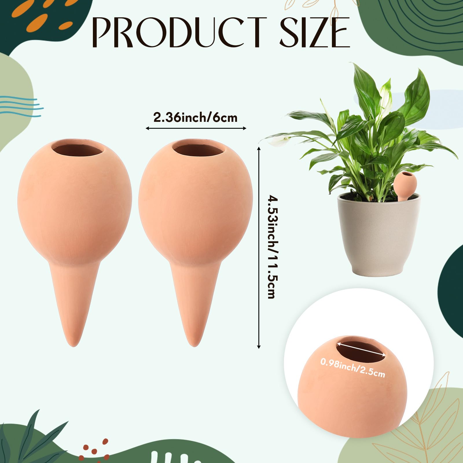 Nuenen 12 Cônes d'Arrosage pour Plantes Boule d'Arrosage Distributeur d'eau Jardinières de Balcon Boules d'Arrosage Plantes en Argile Aide à l'Arrosage Automatique pour Intérieur Extérieur