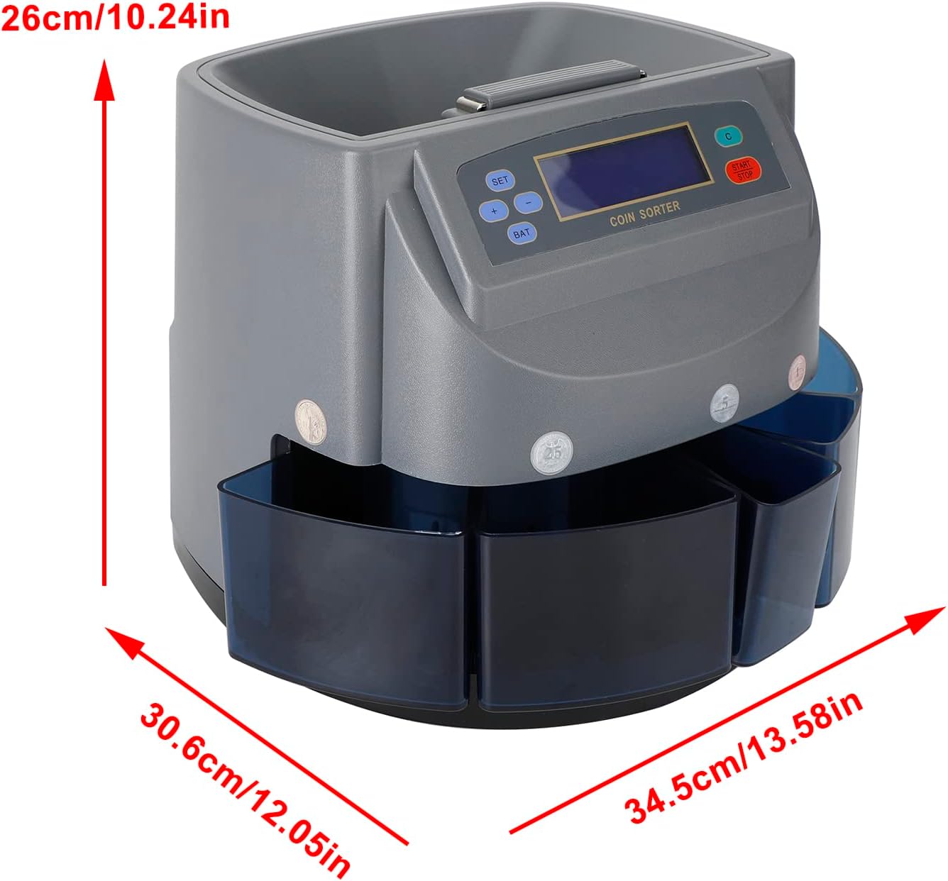 Bruce & Shark Gray Electronic Automatic Coin Sorter Machine Counter Counting Change Money - Image 8