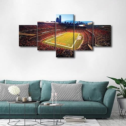 Vista 424 de Cuadros de estadios deportivos de fútbol americano de Minnesota, cuadros de vikingos, 5 paneles, lienzo para pared, arte de pared del estadio