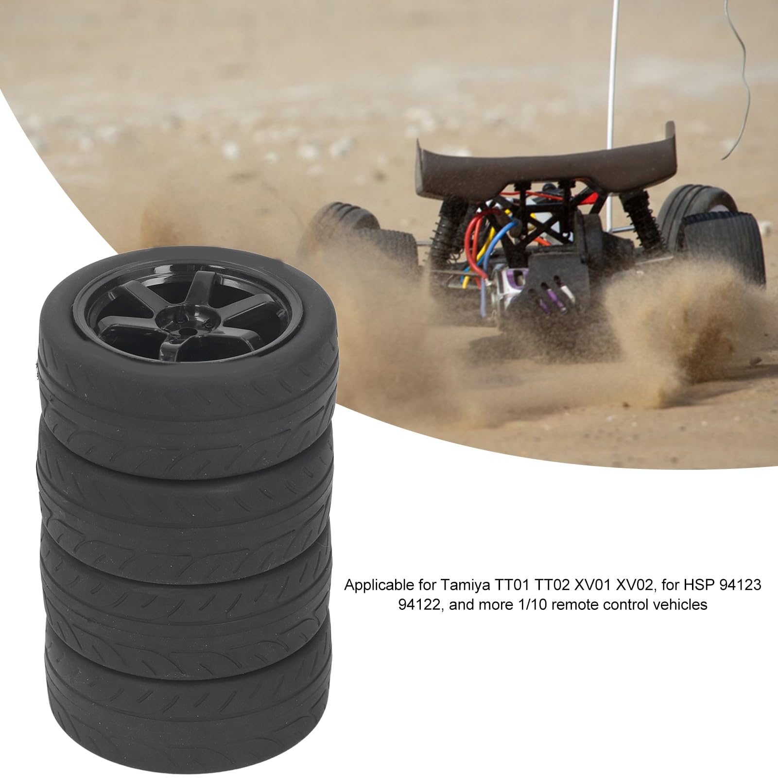 Tbest Ruota per Auto RC, Set di Cerchi Aluminio 4 Pezzi, Ruote Motrice 1/10 in Lega, Accessori Auto Modello per Drift Car, per Collectionisti e Amanti delle Auto di Modelli