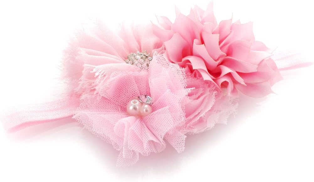 My Lello Shabby Fabric Flower Cluster Headbands Baby - Girls - Toddler Stretchy Elastic - Image 2