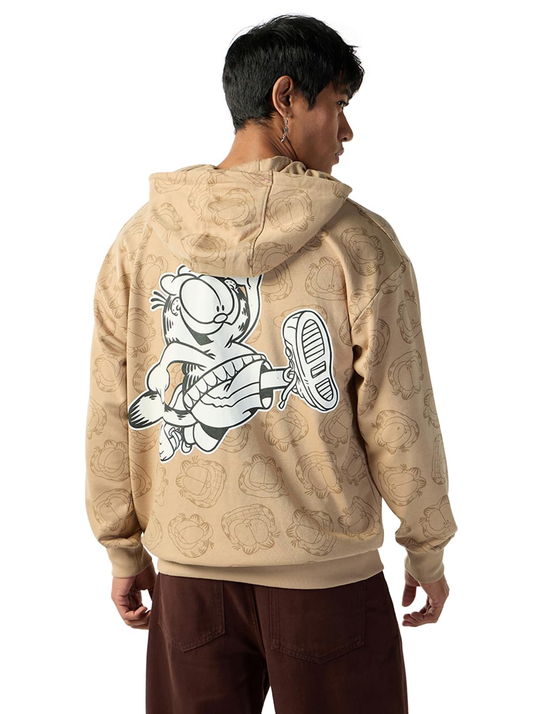 bewakoof X Garfield Men's Polycotton Oversized Fit Hoodies | Hoodie for Men Winter Wear-picture-12
