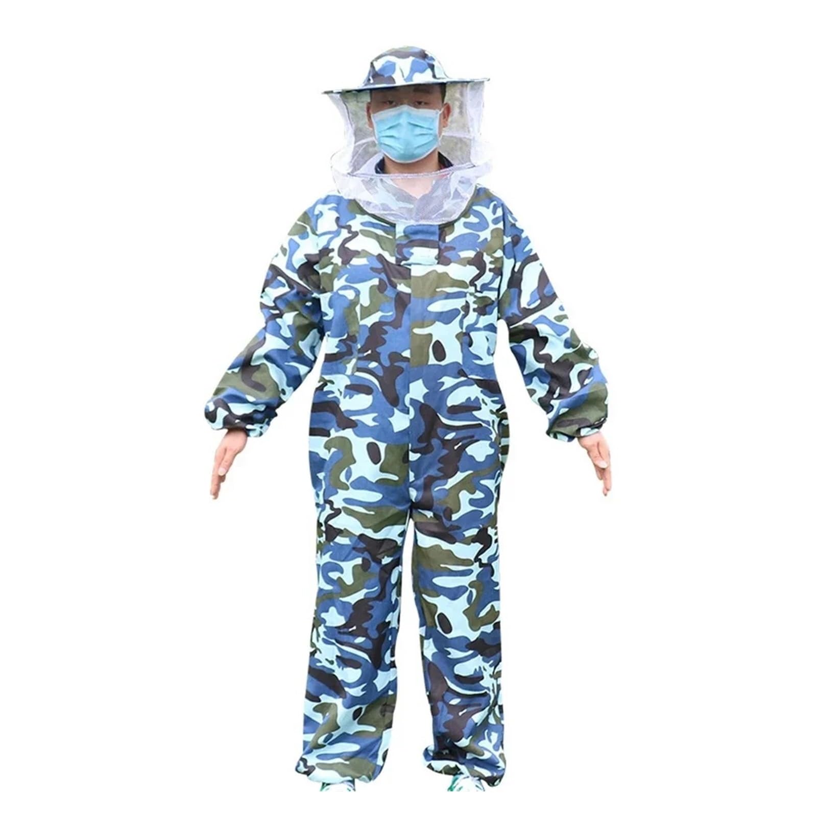 Beekeeping Protective Suit Beekeeper Protect Equipment Safety Clothing Bee Suit(Blu)