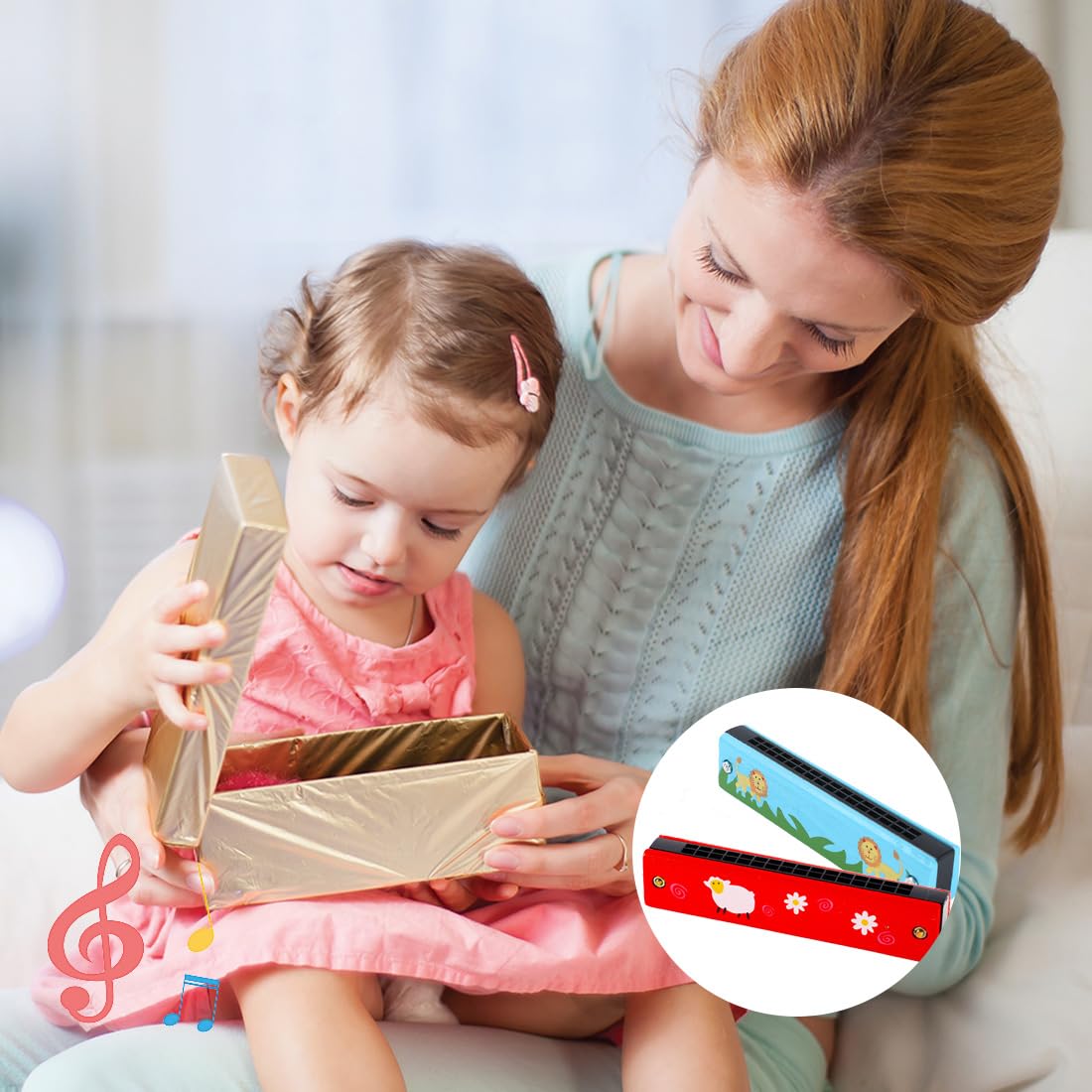 2pcs Harmonica Débutant, Harmonica de Bande Dessinée pour Enfants, pour Débutants,Enfants,Étudiants,Adultes,Joueurs Professionnels,16 Trous