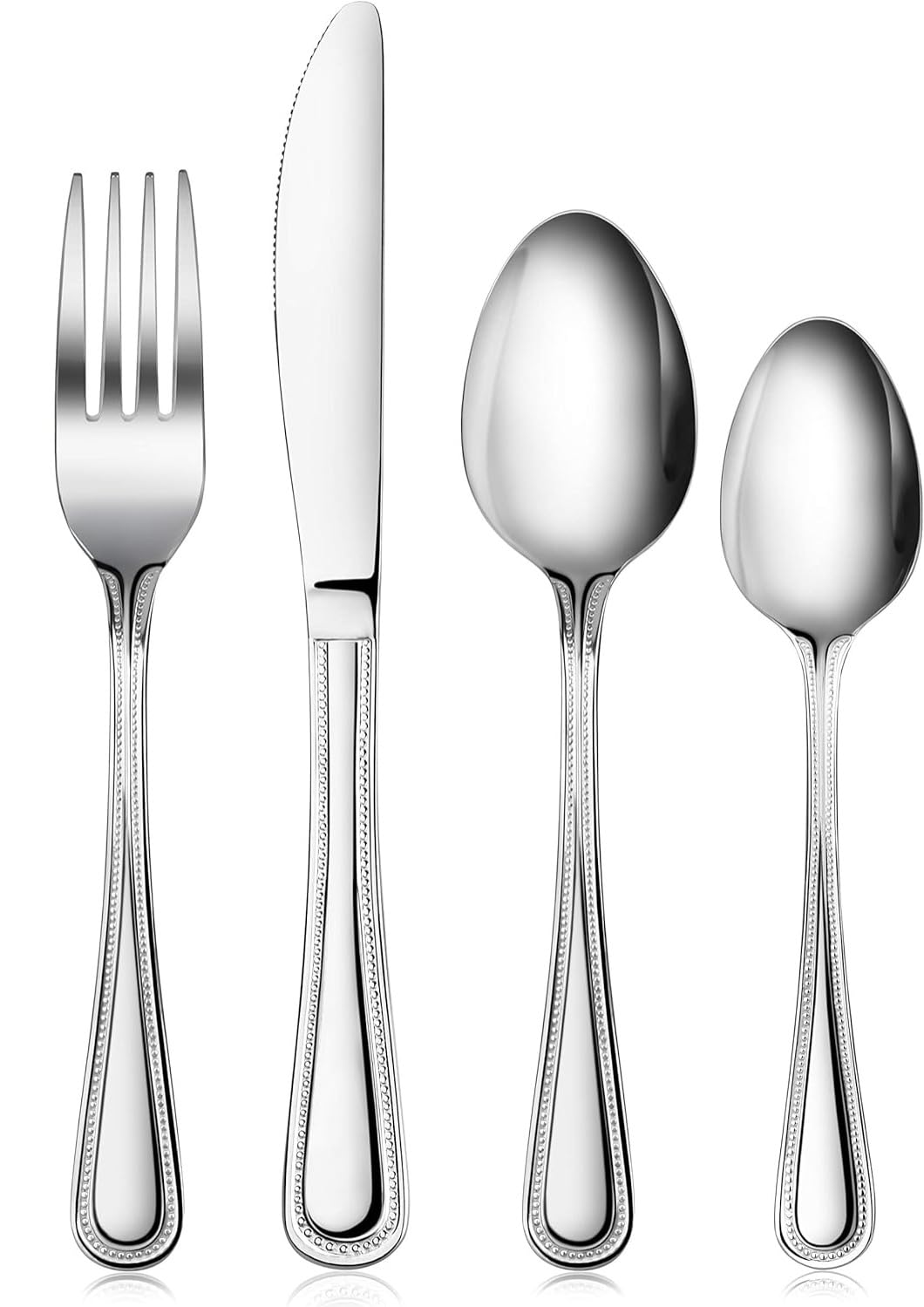 4-Piece Silverware Cutlery Set, Heavy Duty Stainless Steel Flatware for 4, Cutlery Utensil Sets with Knives, Rust-proof, Mirror Polished, Dishwasher Safe Stainless Steel Tableware Cutlery Set of 4