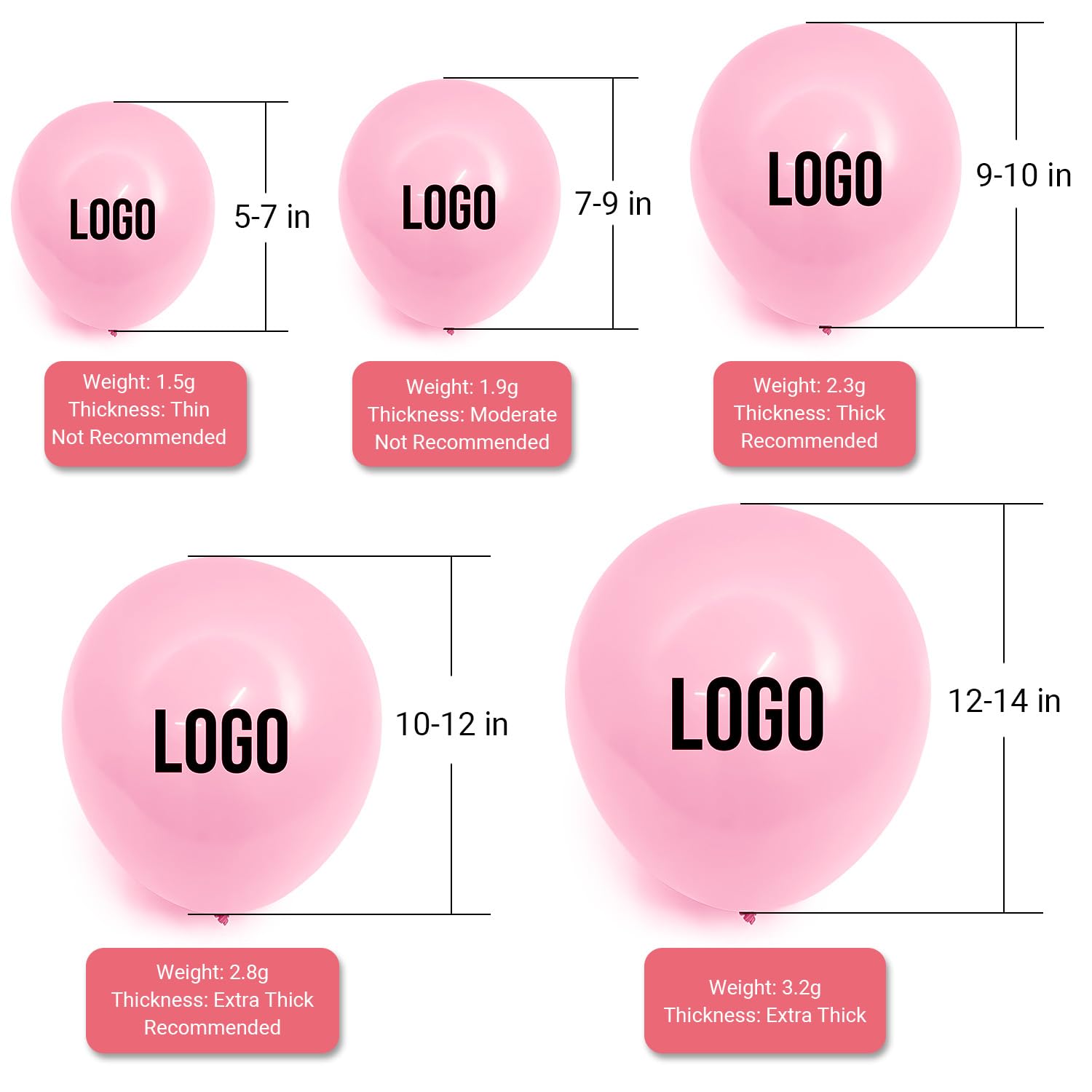 100 Stück Personalisierte Latexballons – Individuell bedruckt mit Logo oder Text, einfarbiger Druck für Events, Werbung & Dekoration – verschiedene Größen 13–30 cm (30 cm)