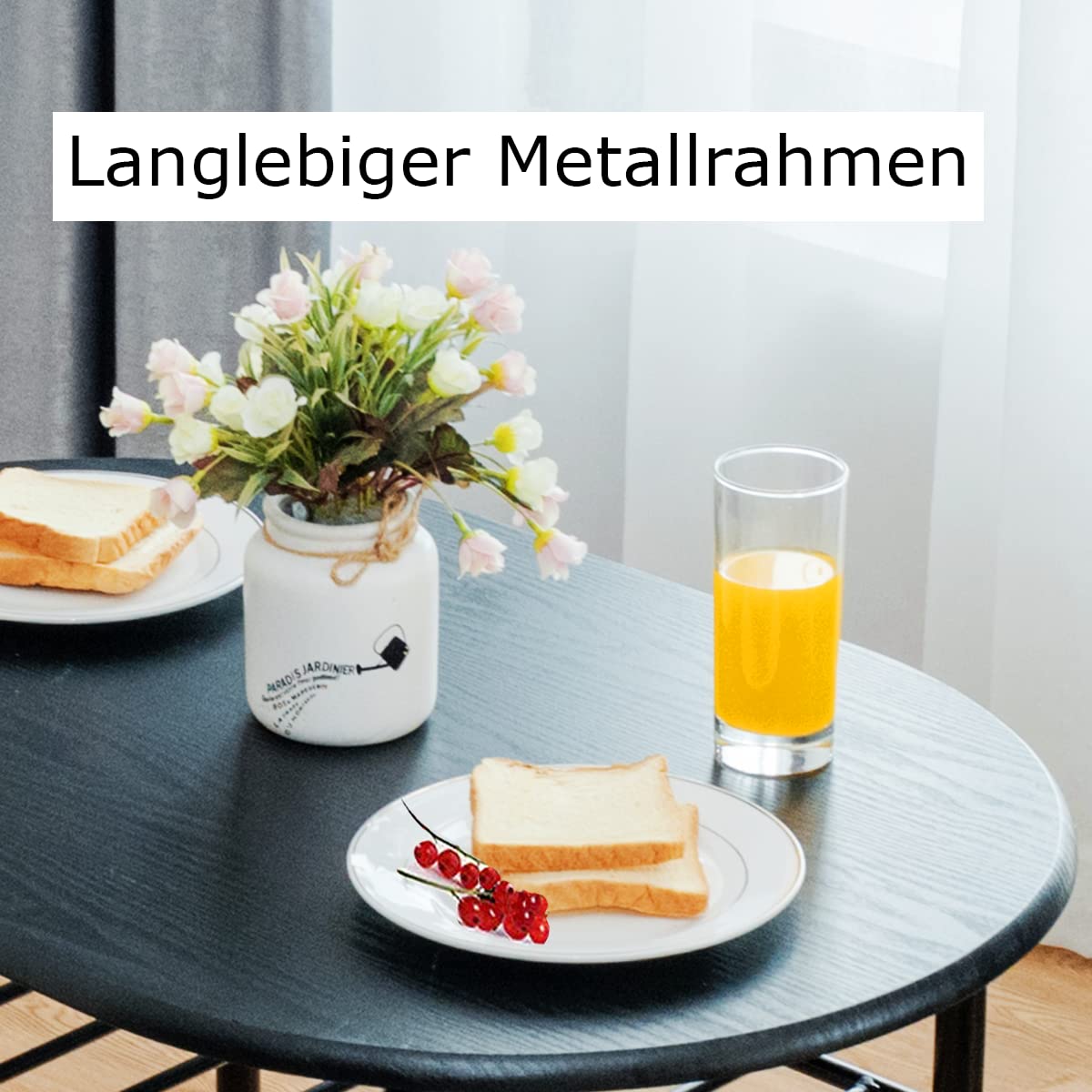 LIFEZEAL Set di 1 Tavolo da Pranzo e 2 Sedie da Cucina, per Colazione, Ergonomico, Schienale Alto, Telaio in Metallo, Sala da Pranzo, Cucina, Ristorante, Balcone, Montaggio Facile, 3 Pezzi, Nero