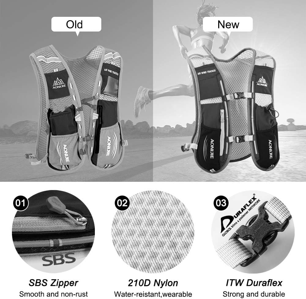 Mochilas de Hidratación, 5L Multifunción Chaleco de Hidratación, Súper Ligero Chalecos de Hidratación Transpirable, Ajustables Hydration Mochila, para Hacer Senderismo