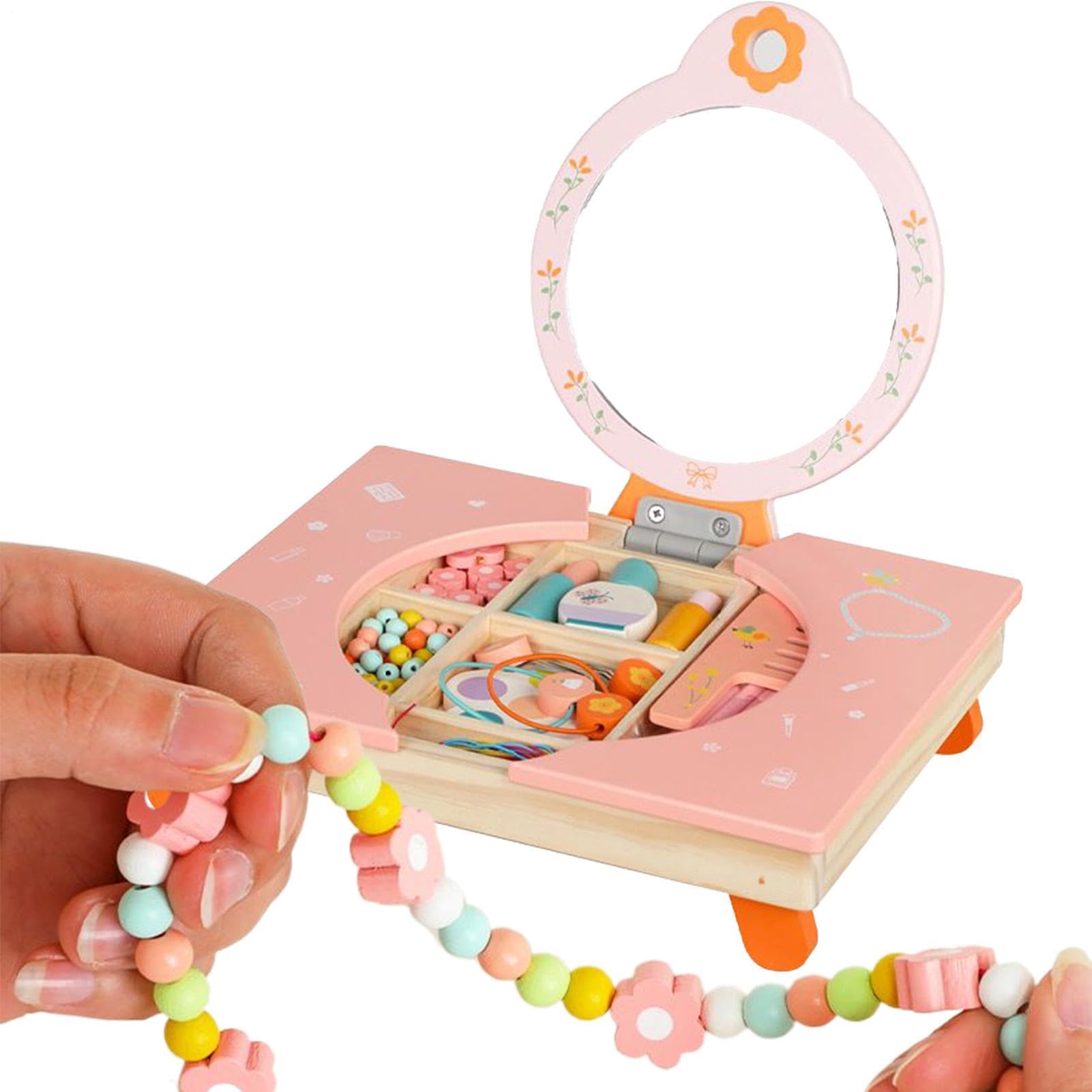 Toeletta per Bambine Toeletta Legno con Specchio | Trucco per Bambini di Finzione con Pettine e Per Carnevale Compleanno Natale Casa e Creativo