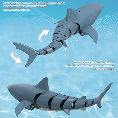 Miniatura 7 de VGEBY Barco de tiburón de simulación, 2.4G Control de cuatro vías de simulación de barco de peces de juguete de agua para piscina, baño y piscina