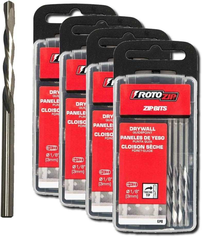 1/8'' Guide Point Drywall Router Bits for Cutout Tools, ROTO ZIP - GP8-32/PACK