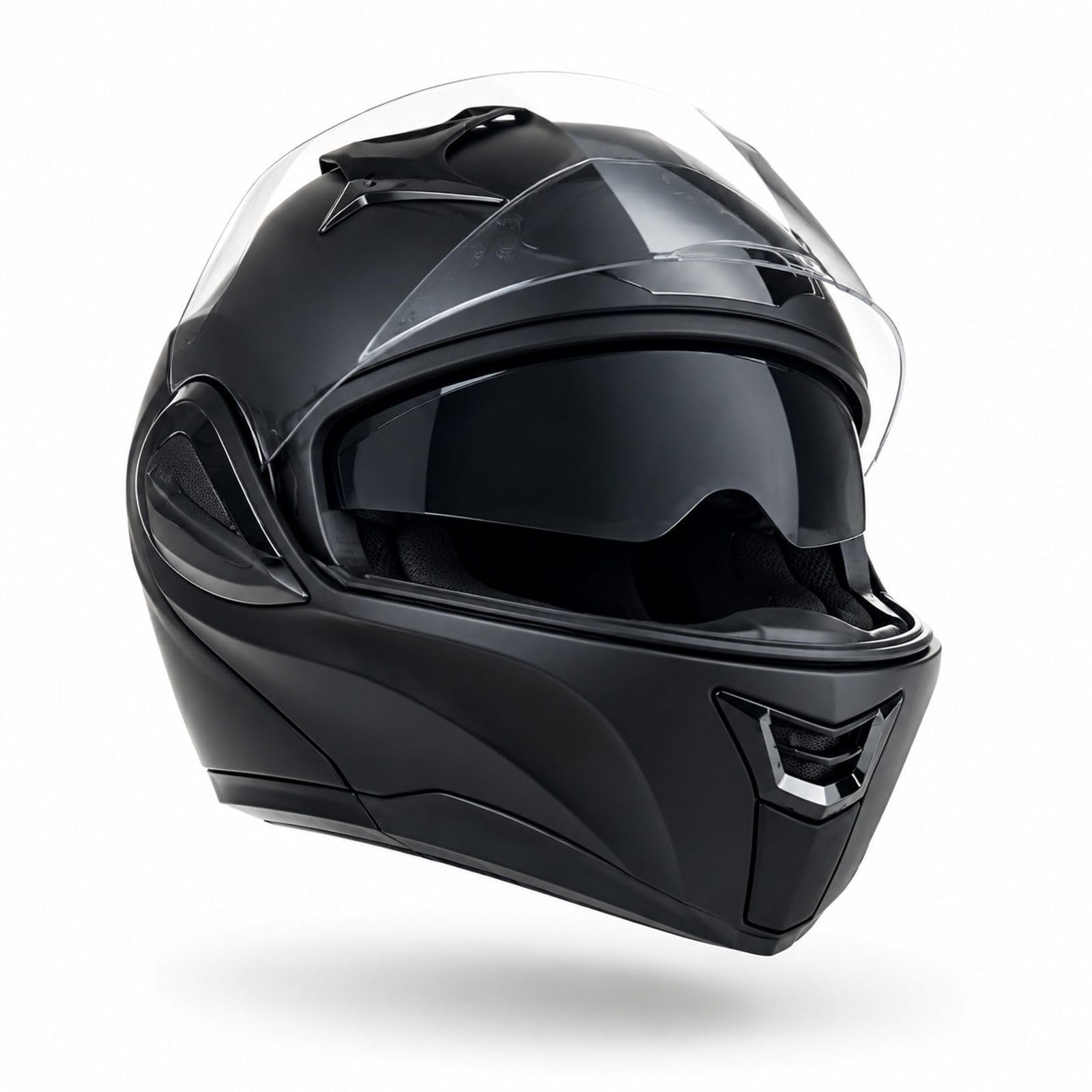 Czarny kask motocyklowy bez maski, skorupa ABS, wymienna szybka do motocrossu i jazdy