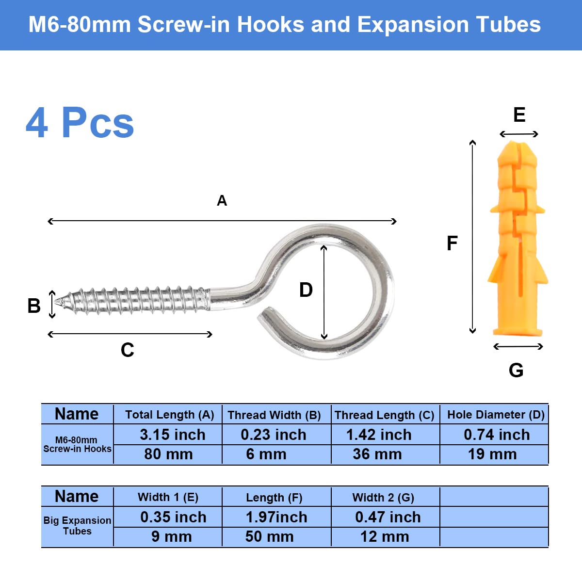 Garegce Vine Eye Screw-in Hooks in 304 Stainless Steel - Image 2