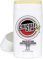 Crisbee Stik® Cast Iron and Carbon Steel Seasoning - Family Made in USA - The Cast Iron Seasoning Oil & Conditioner Preferred by Experts - Maintain a Cleaner Non-Stick Skillet
